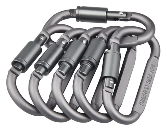 Set 6 Mosquetones Aluminio Silver Gancho para Accesorios